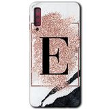 MRCİLETİSİM mrc166903 Pembe Mermer Desenli E Harfi Kılıf HD Desen Baskılı Arka Kapak Samsung Galaxy A7 2018 ile uyumlu