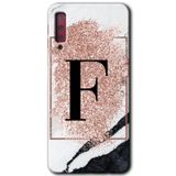 MRCİLETİSİM mrc166904 Pembe Mermer Desenli F Harfi Kılıf HD Desen Baskılı Arka Kapak Samsung Galaxy A7 2018 ile uyumlu