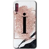 MRCİLETİSİM mrc166907 Pembe Mermer Desenli İ Harfi Kılıf HD Desen Baskılı Arka Kapak Samsung Galaxy A7 2018 ile uyumlu