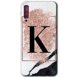MRCİLETİSİM mrc166911 Pembe Mermer Desenli K Harfi Kılıf HD Desen Baskılı Arka Kapak Samsung Galaxy A7 2018 ile uyumlu