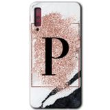 MRCİLETİSİM mrc166917 Pembe Mermer Desenli P Harfi Kılıf HD Desen Baskılı Arka Kapak Samsung Galaxy A7 2018 ile uyumlu