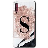 MRCİLETİSİM mrc166919 Pembe Mermer Desenli S Harfi Kılıf HD Desen Baskılı Arka Kapak Samsung Galaxy A7 2018 ile uyumlu