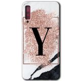 MRCİLETİSİM mrc166926 Pembe Mermer Desenli Y Harfi Kılıf HD Desen Baskılı Arka Kapak Samsung Galaxy A7 2018 ile uyumlu
