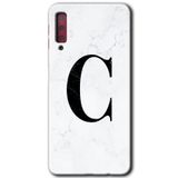 MRCİLETİSİM mrc166930 Beyaz Mermer Desenli C Harfi Kılıf HD Desen Baskılı Arka Kapak Samsung Galaxy A7 2018 ile uyumlu