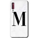 MRCİLETİSİM mrc166944 Beyaz Mermer Desenli M Harfi Kılıf HD Desen Baskılı Arka Kapak Samsung Galaxy A7 2018 ile uyumlu