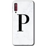 MRCİLETİSİM mrc166948 Beyaz Mermer Desenli P Harfi Kılıf HD Desen Baskılı Arka Kapak Samsung Galaxy A7 2018 ile uyumlu