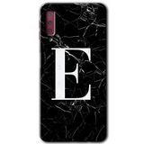 MRCİLETİSİM mrc166975 Siyah Mermer Desenli E Harfi Kılıf HD Desen Baskılı Arka Kapak Samsung Galaxy A7 2018 ile uyumlu