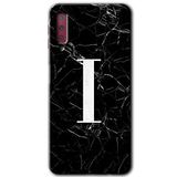 MRCİLETİSİM mrc166981 Siyah Mermer Desenli I Harfi Kılıf HD Desen Baskılı Arka Kapak Samsung Galaxy A7 2018 ile uyumlu