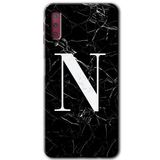 MRCİLETİSİM mrc166986 Siyah Mermer Desenli N Harfi Kılıf HD Desen Baskılı Arka Kapak Samsung Galaxy A7 2018 ile uyumlu