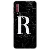MRCİLETİSİM mrc166991 Siyah Mermer Desenli R Harfi Kılıf HD Desen Baskılı Arka Kapak Samsung Galaxy A7 2018 ile uyumlu