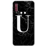 MRCİLETİSİM mrc166996 Siyah Mermer Desenli Ü Harfi Kılıf HD Desen Baskılı Arka Kapak Samsung Galaxy A7 2018 ile uyumlu
