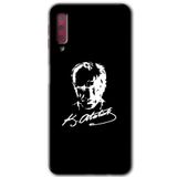 MRCİLETİSİM mrc167010 Atatürk Silüet İmza Kılıf HD Desen Baskılı Arka Kapak Samsung Galaxy A7 2018 ile uyumlu