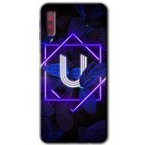 MRCİLETİSİM mrc167092 Dark Neon Yaprak U Harfi Kılıf HD Desen Baskılı Arka Kapak Samsung Galaxy A7 2018 ile uyumlu