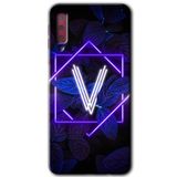 MRCİLETİSİM mrc167094 Dark Neon Yaprak V Harfi Kılıf HD Desen Baskılı Arka Kapak Samsung Galaxy A7 2018 ile uyumlu