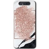 MRCİLETİSİM mrc170175 Simli Mermer Kılıf HD Desen Baskılı Arka Kapak Samsung Galaxy A80 ile uyumlu