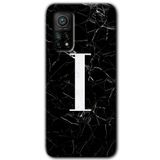 MRCİLETİSİM (mrc17056) Siyah Mermer Desenli I Harfi Kılıf Baskılı Kapak Tam Kaplayan Mat Seramik Xiaomi Mi 10T Pro ile uyumlu