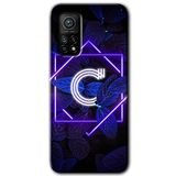 MRCİLETİSİM (mrc17133) Dark Neon Yaprak C Harfi Kılıf Baskılı Kapak Tam Kaplayan Mat Seramik Xiaomi Mi 10T Pro ile uyumlu