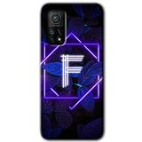 MRCİLETİSİM (mrc17137) Dark Neon Yaprak F Harfi Kılıf Baskılı Kapak Tam Kaplayan Mat Seramik Xiaomi Mi 10T Pro ile uyumlu