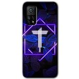 MRCİLETİSİM (mrc17166) Dark Neon Yaprak T Harfi Kılıf Baskılı Kapak Tam Kaplayan Mat Seramik Xiaomi Mi 10T Pro ile uyumlu