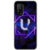 MRCİLETİSİM (mrc17167) Dark Neon Yaprak U Harfi Kılıf Baskılı Kapak Tam Kaplayan Mat Seramik Xiaomi Mi 10T Pro ile uyumlu