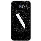 MRCİLETİSİM mrc171936 Siyah Mermer Desenli N Harfi Kılıf HD Desen Baskılı Arka Kapak Samsung Galaxy A8 2016 ile uyumlu