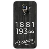 MRCİLETİSİM mrc171956 Atatürk Ahşap İmza Kılıf HD Desen Baskılı Arka Kapak Samsung Galaxy A8 2016 ile uyumlu