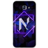 MRCİLETİSİM mrc172022 Dark Neon Yaprak N Harfi Kılıf HD Desen Baskılı Arka Kapak Samsung Galaxy A8 2016 ile uyumlu