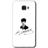 MRCİLETİSİM mrc173637 Kemal Atatürk İmza Kılıf HD Desen Baskılı Arka Kapak + Temperli Cam Samsung Galaxy C7 ile uyumlu