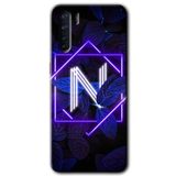 MRCİLETİSİM (mrc1747) Dark Neon Yaprak N Harfi Kılıf Baskılı Kapak Tam Kaplayan Mat Seramik Oppo A91 ile uyumlu