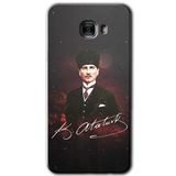 MRCİLETİSİM mrc174738 Kemal Atatürk Kılıf HD Desen Baskılı Arka Kapak + Temperli Cam Samsung Galaxy C7 Pro ile uyumlu