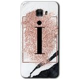 MRCİLETİSİM mrc175157 Pembe Mermer Desenli İ Harfi Kılıf HD Desen Baskılı Arka Kapak Samsung Galaxy C9 Pro ile uyumlu