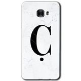 MRCİLETİSİM mrc175181 Beyaz Mermer Desenli Ç Harfi Kılıf HD Desen Baskılı Arka Kapak Samsung Galaxy C9 Pro ile uyumlu