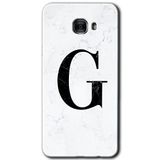 MRCİLETİSİM mrc175186 Beyaz Mermer Desenli G Harfi Kılıf HD Desen Baskılı Arka Kapak Samsung Galaxy C9 Pro ile uyumlu