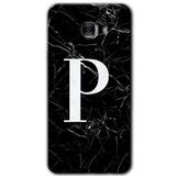 MRCİLETİSİM mrc175240 Siyah Mermer Desenli P Harfi Kılıf HD Desen Baskılı Arka Kapak Samsung Galaxy C9 Pro ile uyumlu