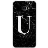 MRCİLETİSİM mrc175245 Siyah Mermer Desenli U Harfi Kılıf HD Desen Baskılı Arka Kapak Samsung Galaxy C9 Pro ile uyumlu
