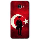 MRCİLETİSİM mrc175257 Atatürk Bayrak Kılıf HD Desen Baskılı Arka Kapak Samsung Galaxy C9 Pro ile uyumlu