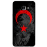 MRCİLETİSİM mrc175272 Black Ayyıldız Kılıf HD Desen Baskılı Arka Kapak Samsung Galaxy C9 Pro ile uyumlu