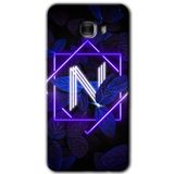 MRCİLETİSİM mrc175322 Dark Neon Yaprak N Harfi Kılıf HD Desen Baskılı Arka Kapak Samsung Galaxy C9 Pro ile uyumlu