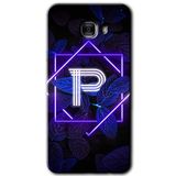 MRCİLETİSİM mrc175337 Dark Neon Yaprak P Harfi Kılıf HD Desen Baskılı Arka Kapak Samsung Galaxy C9 Pro ile uyumlu