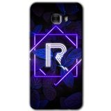 MRCİLETİSİM mrc175338 Dark Neon Yaprak R Harfi Kılıf HD Desen Baskılı Arka Kapak Samsung Galaxy C9 Pro ile uyumlu
