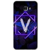 MRCİLETİSİM mrc175344 Dark Neon Yaprak V Harfi Kılıf HD Desen Baskılı Arka Kapak Samsung Galaxy C9 Pro ile uyumlu
