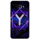 MRCİLETİSİM mrc175345 Dark Neon Yaprak Y Harfi Kılıf HD Desen Baskılı Arka Kapak Samsung Galaxy C9 Pro ile uyumlu