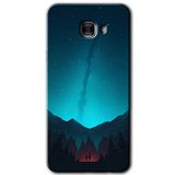 MRCİLETİSİM mrc175474 Night Fores Mount Kılıf HD Desen Baskılı Arka Kapak + Temperli Cam Samsung Galaxy C9 Pro ile uyumlu
