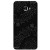 MRCİLETİSİM mrc175494 Siyah Mandala Kılıf HD Desen Baskılı Arka Kapak + Temperli Cam Samsung Galaxy C9 Pro ile uyumlu