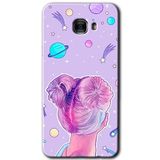 MRCİLETİSİM mrc175497 Uzaylı Kız Kılıf HD Desen Baskılı Arka Kapak + Temperli Cam Samsung Galaxy C9 Pro ile uyumlu