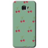 MRCİLETİSİM mrc175610 Kiraz Berry Kılıf HD Desen Baskılı Arka Kapak + Temperli Cam Samsung Galaxy C9 Pro ile uyumlu