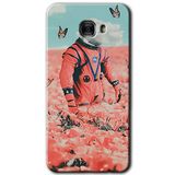 MRCİLETİSİM mrc175637 Uzay Bahçesi Kılıf HD Desen Baskılı Arka Kapak + Temperli Cam Samsung Galaxy C9 Pro ile uyumlu