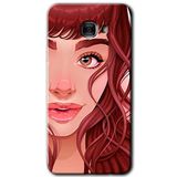 MRCİLETİSİM mrc175640 Kızıl Kız Kılıf HD Desen Baskılı Arka Kapak + Temperli Cam Samsung Galaxy C9 Pro ile uyumlu