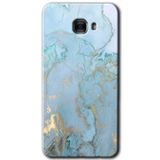 MRCİLETİSİM mrc175669 Mavi Gold Mermer Kılıf HD Desen Baskılı Arka Kapak + Temperli Cam Samsung Galaxy C9 Pro ile uyumlu