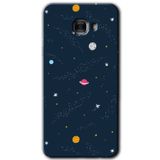 MRCİLETİSİM mrc175691 Çizim Gezegen Kılıf HD Desen Baskılı Arka Kapak + Temperli Cam Samsung Galaxy C9 Pro ile uyumlu